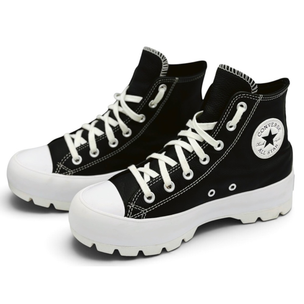 Converse Chuck Taylor All Star Lugged Leather Womens Size 8 Black Platform Shoes